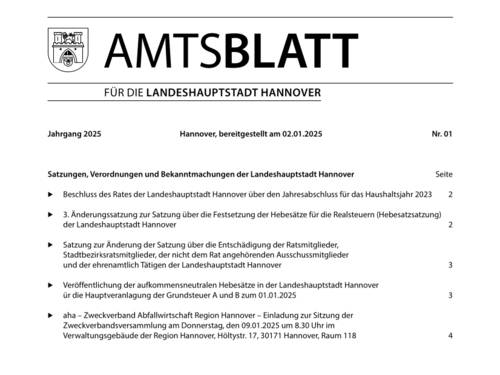 Erste Seite Amtsblatt