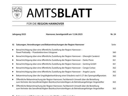 Titelzeile Elektronisches Amtsblatt der Region Hannover ab Mai 2023
